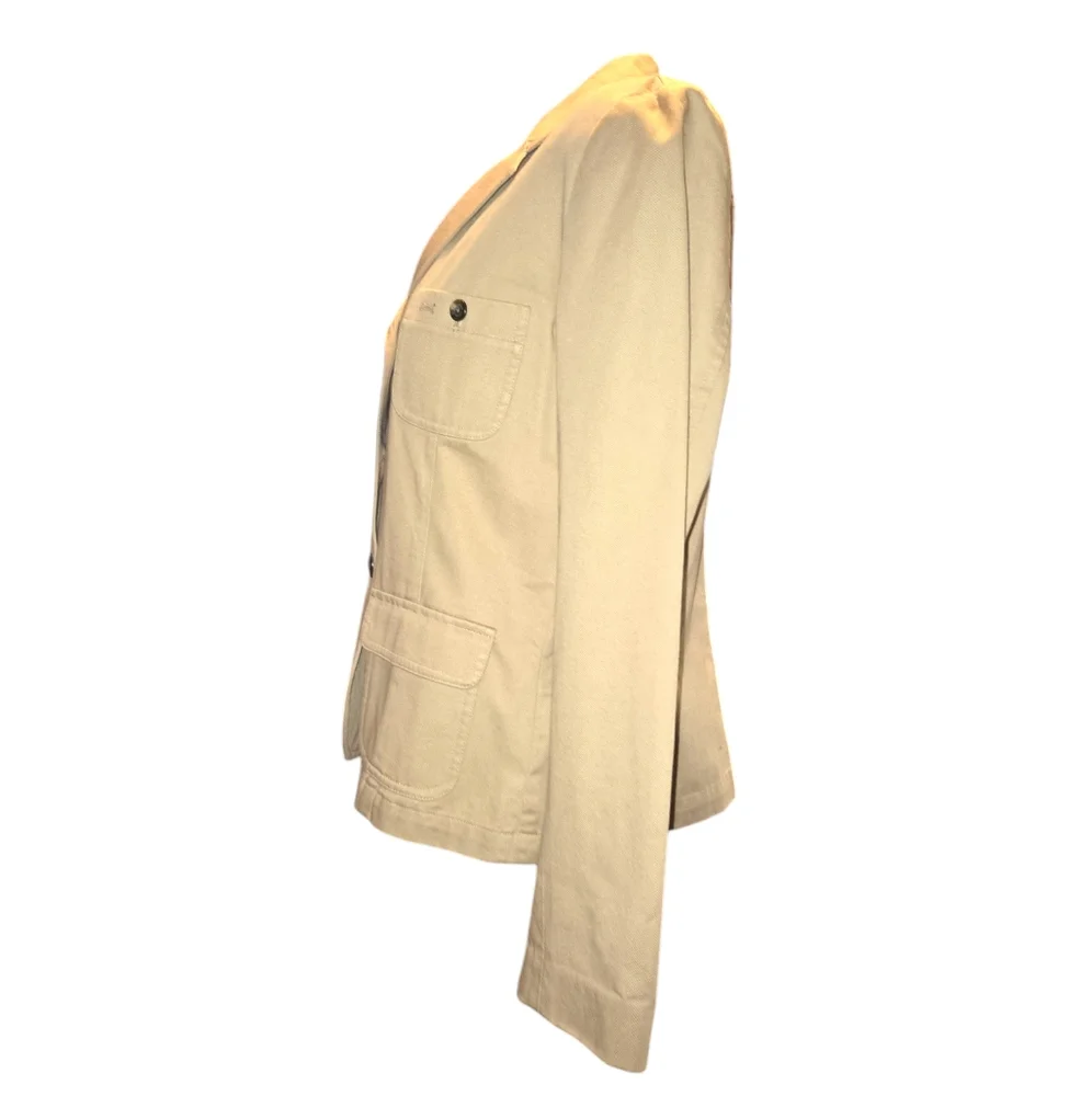 Lauren Ralph Lauren VTG Y2K Khaki 100% Cotton 3 Button Safari Style‎ Blazer Sz L